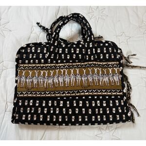 Vintage Vera Bradley Retired Zebra Pattern Roll-Up Toiletry Bag